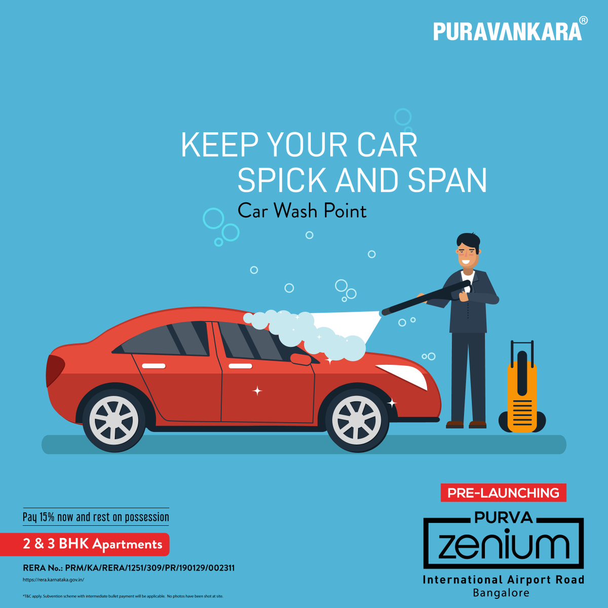 Purva Zenium offers Car Wash point in Bangalore Update